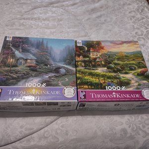 Lot of 2 Thomas Kinkade 1000 piece puzzles